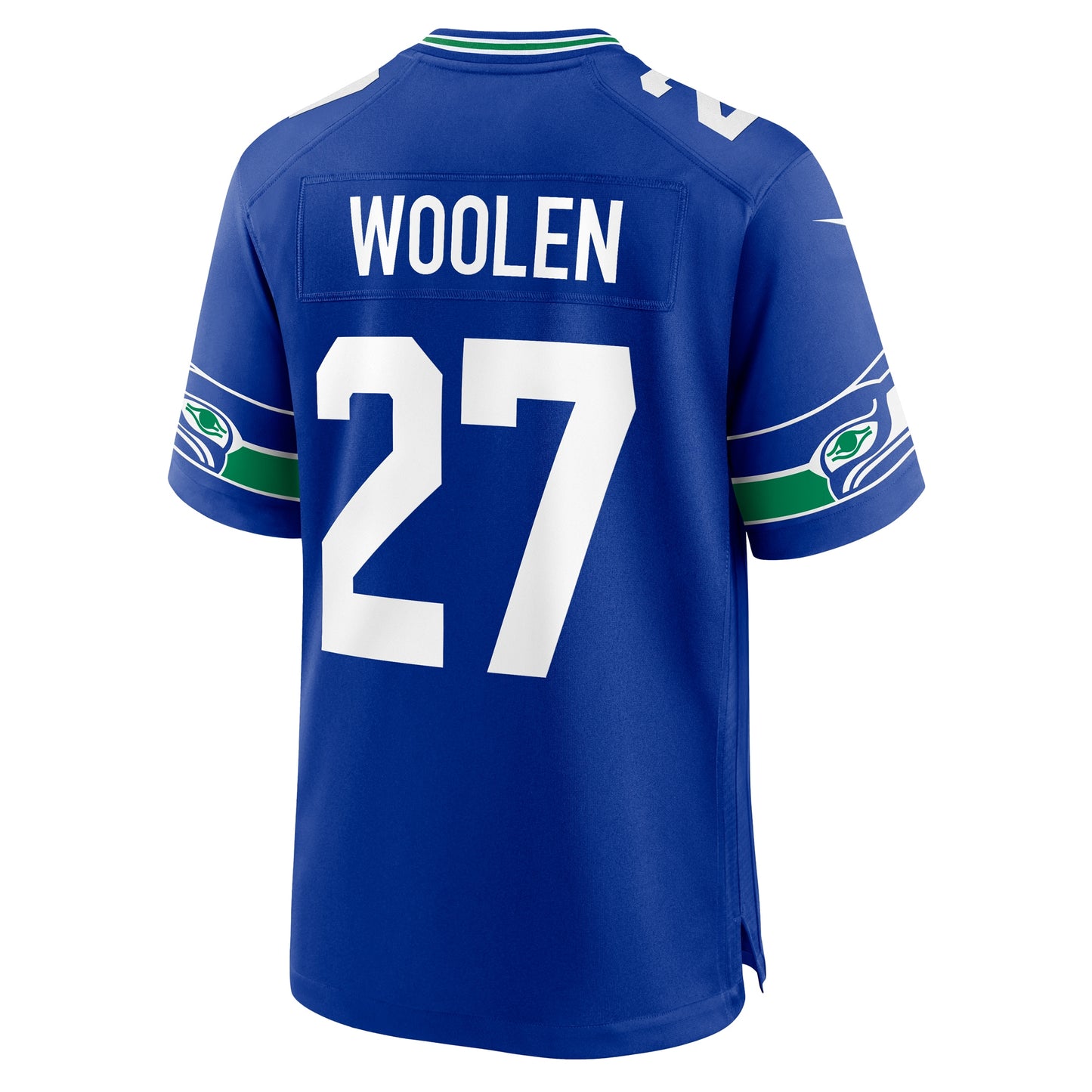 Seattle Seahawks Tariq Woolen Royal Throwback Player Game Jersey JS4515