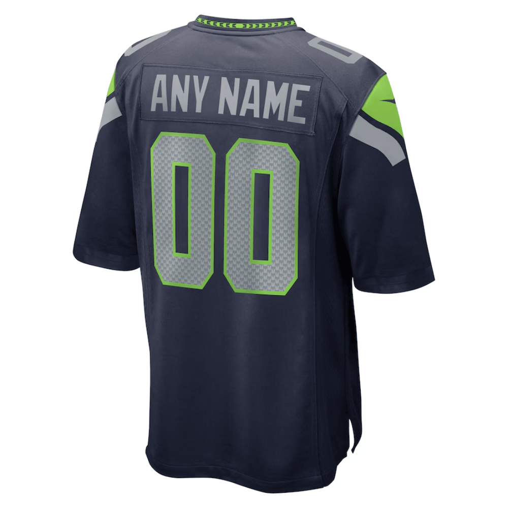 Seattle Seahawks Super Bowl LIX Patch Game Custom Jersey – College Navy JS7852