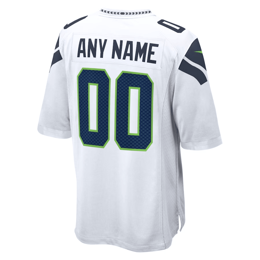 Seattle Seahawks Super Bowl LIX Patch Game Custom Jersey – White JS4449