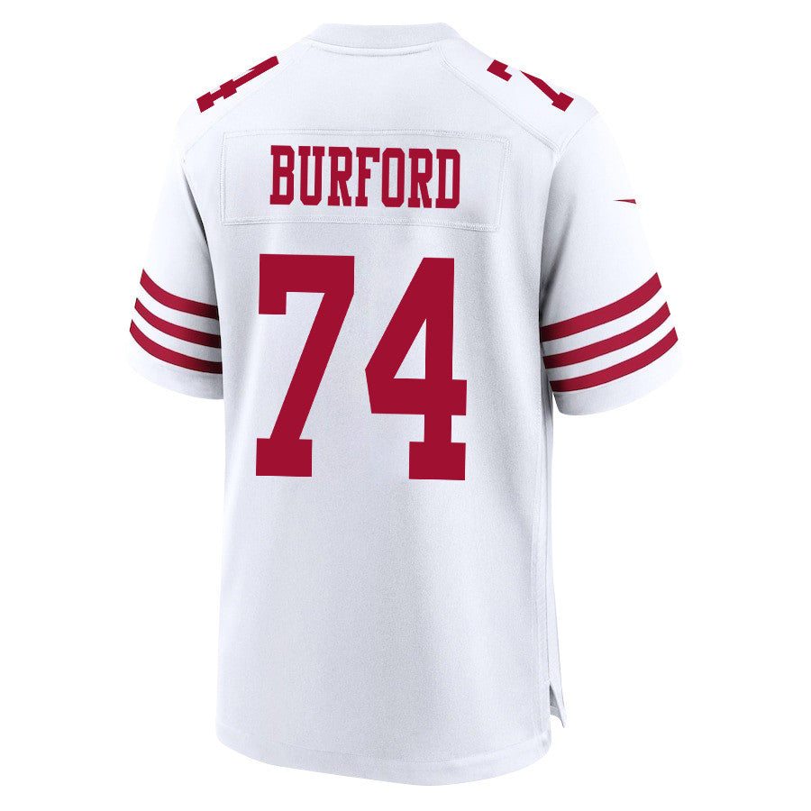 Spencer Burford 74 San Francisco 49ers NFC Champions Patch Game Jersey – White JS5801