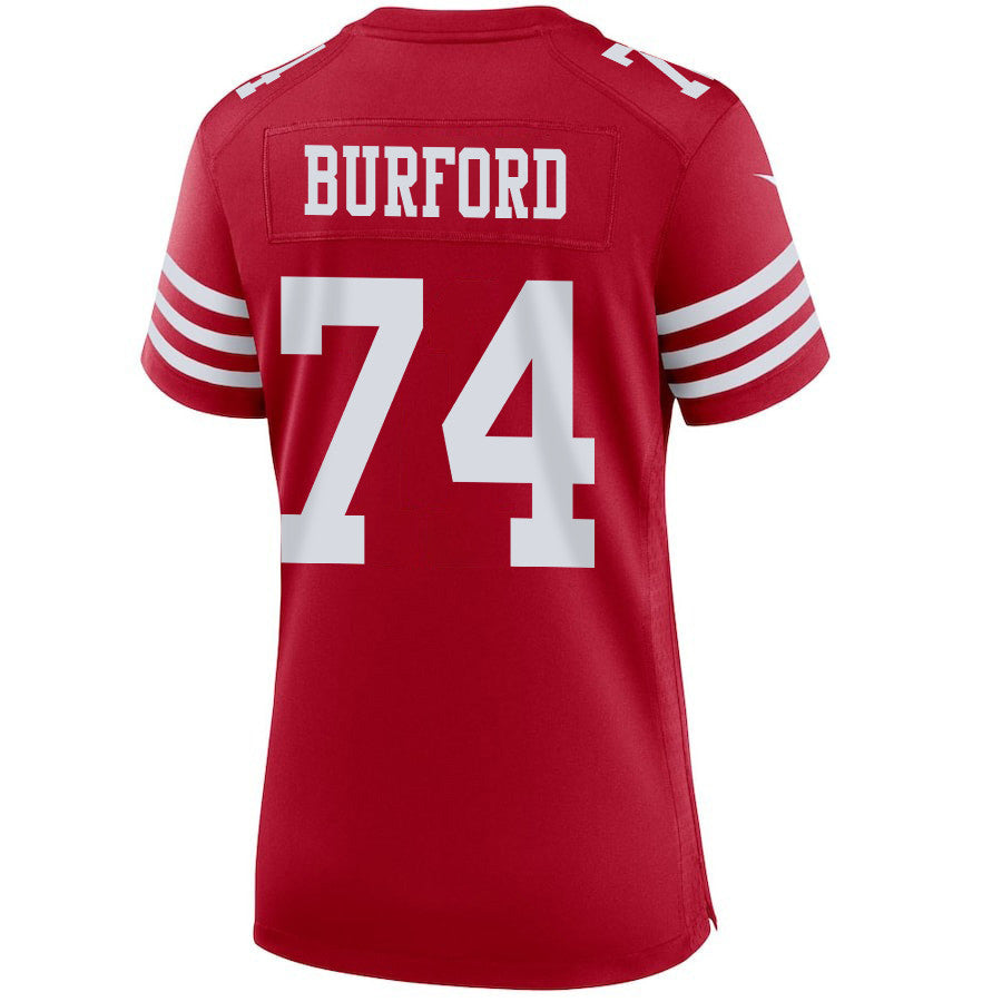 Spencer Burford 74 San Francisco 49ers Super Bowl LVIII Patch Game Jersey – Scarlet JS6214