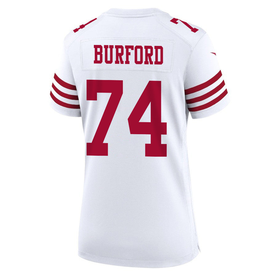 Spencer Burford 74 San Francisco 49ers Super Bowl LVIII Patch Game Jersey – White JS7313