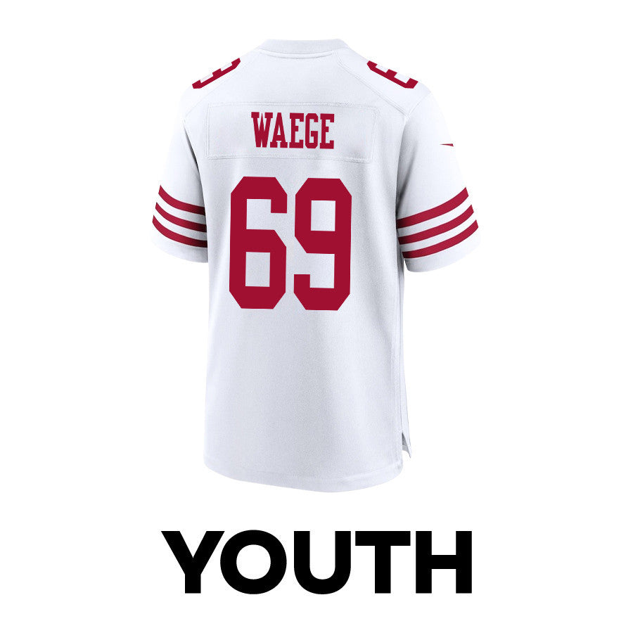 Spencer Waege 69 San Francisco 49ers Super Bowl LVIII Patch Game Jersey – White JS9808