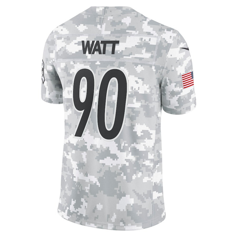 T.J. Watt 90 Pittsburgh Steelers 2024 Salute to Service Limited Jersey – Arctic Camo JS5989