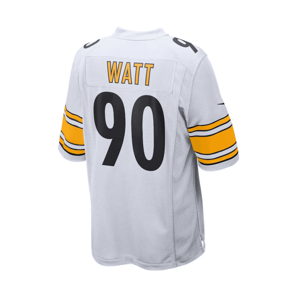 T.J. Watt 90 Pittsburgh Steelers 2025 Pro Bowl Patch Game Jersey – White JS8088
