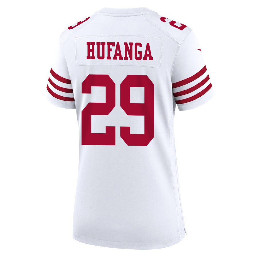 Talanoa Hufanga 29 San Francisco 49ers Super Bowl LVIII Patch Game Jersey – White JS9001