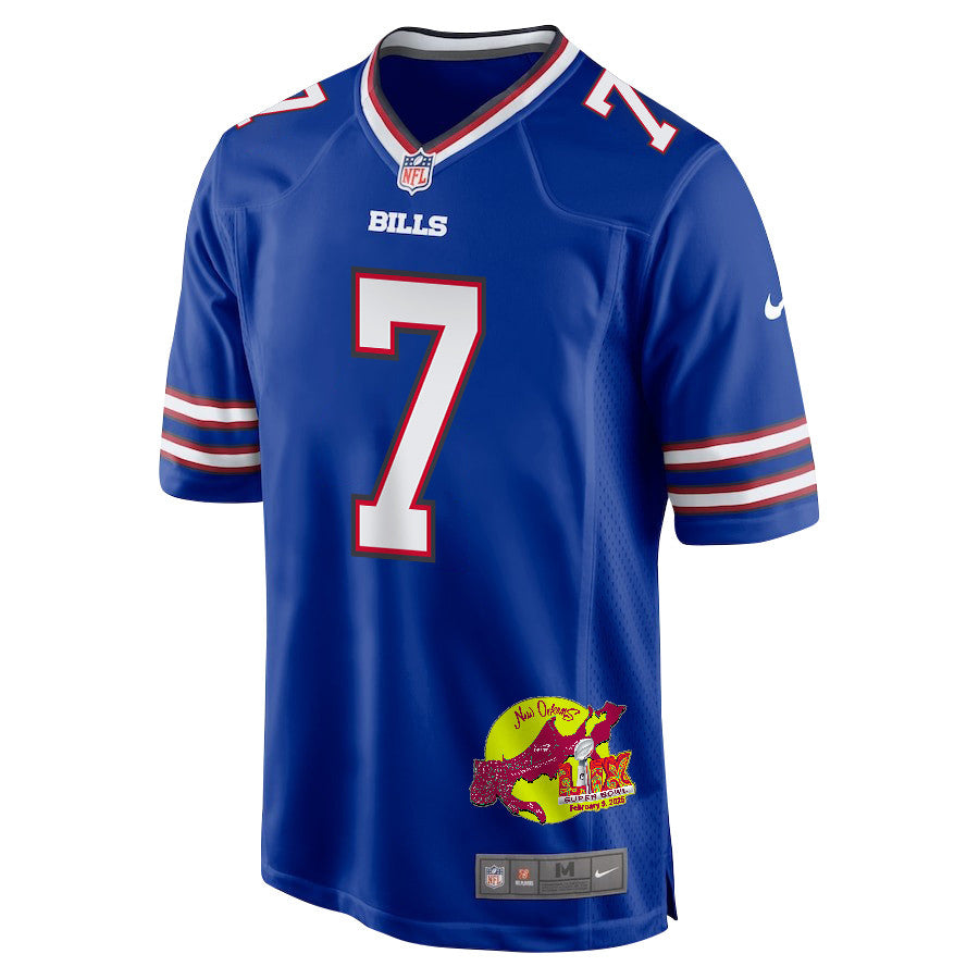 Taron Johnson 7 Buffalo Bills Super Bowl LIX New Orleans Patch Game Jersey – Royal JS5441