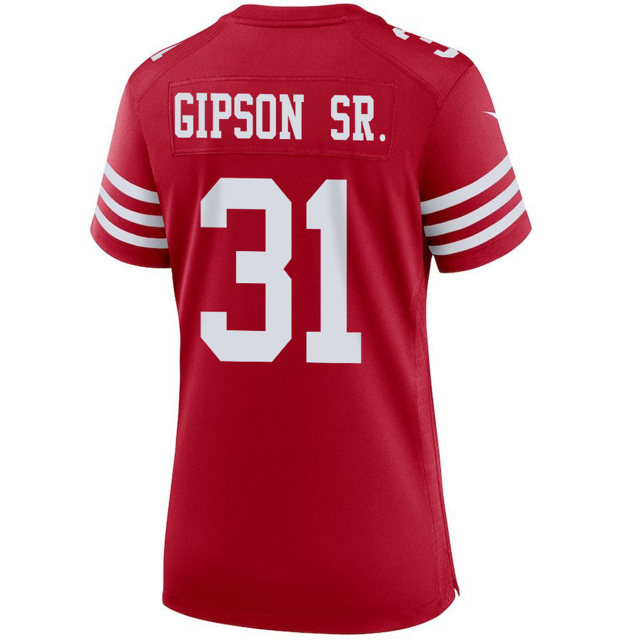Tashaun Gipson Sr. 31 San Francisco 49ers Super Bowl LVIII Patch Game Jersey – Scarlet JS8390