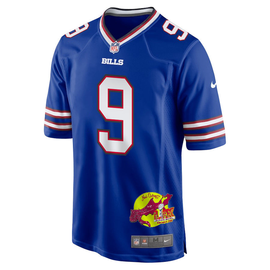 Taylor Rapp 9 Buffalo Bills Super Bowl LIX New Orleans Patch Game Jersey – Royal JS9319