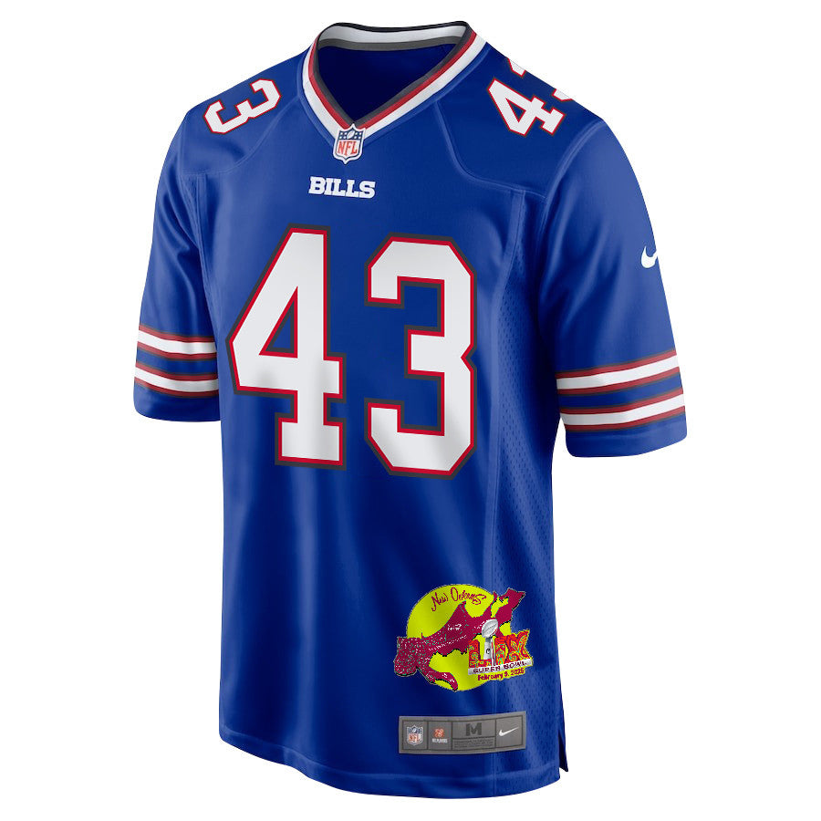 Terrel Bernard 43 Buffalo Bills Super Bowl LIX New Orleans Patch Game Jersey – Royal JS3890