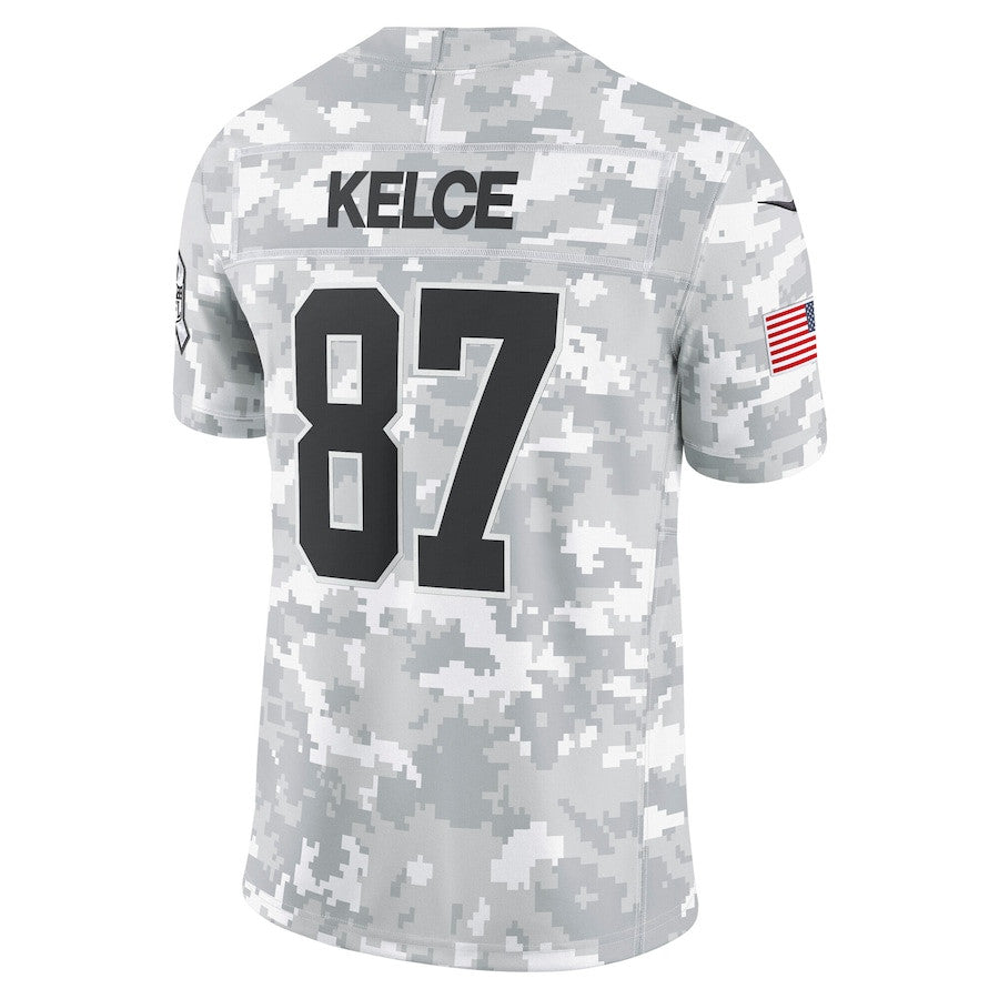 Travis Kelce 87 Kansas City Chiefs 2024 Salute to Service Limited Jersey – Arctic Camo JS2870