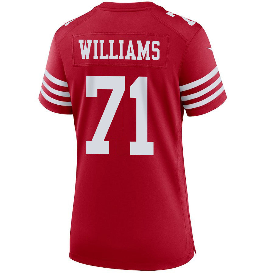 Trent Williams 71 San Francisco 49ers Super Bowl LVIII Patch Game Jersey – Scarlet JS1947