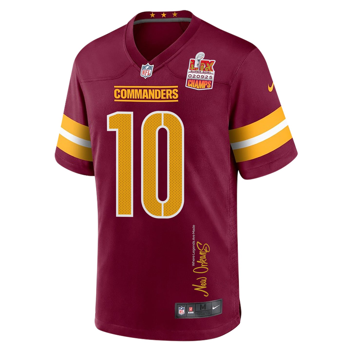 Tress Way 10 Washington Commanders Super Bowl LIX Champions Patch 'New Orleansy – B