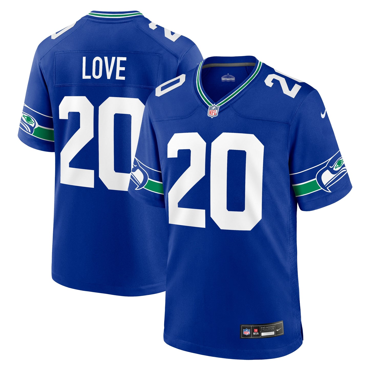 Seattle Seahawks Julian Love Royal Throwback Player Game Jersey JS4150