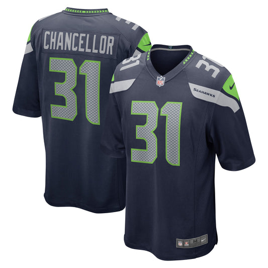 Seattle Seahawks Kam Chancellor College Navy Retired Player Game Jersey JS4281