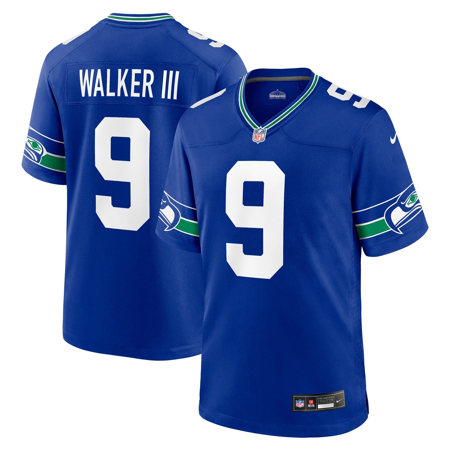 Seattle Seahawks Kenneth Walker III Royal Throwback Player Game Jersey JS2811