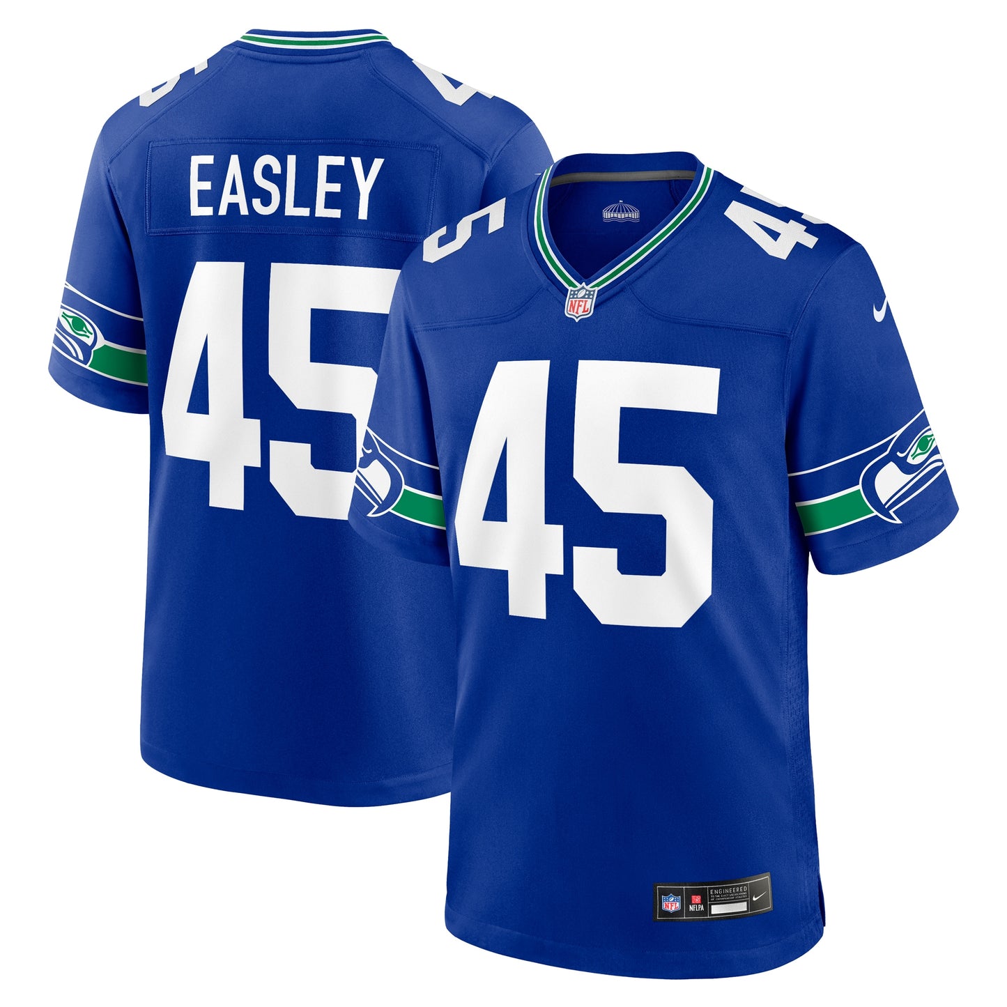 Seattle Seahawks Kenny Easley Royal Throwback Retired Player Game Jersey JS3678