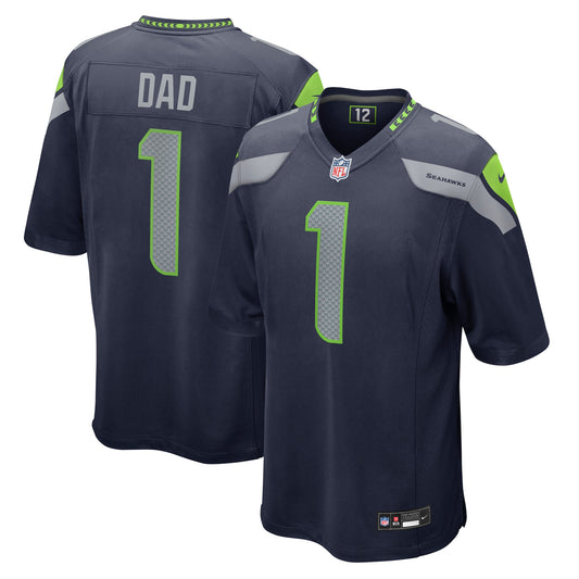 Seattle Seahawks Number 1 Dad College Navy Game Jersey JS5553