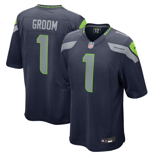 Seattle Seahawks Number 1 Groom College Navy Game Jersey JS5460