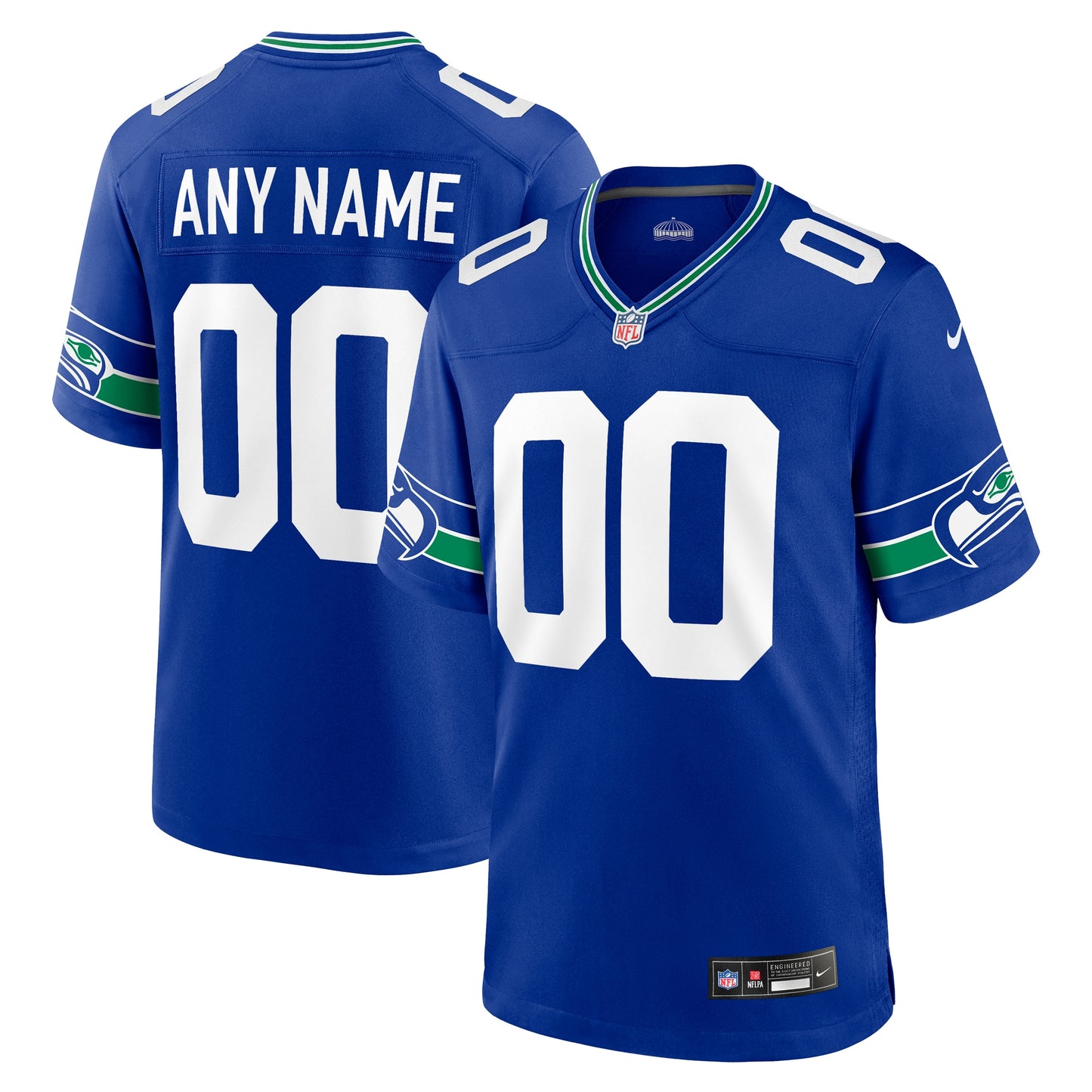 Seattle Seahawks Royal Throwback Custom Jersey JS2973