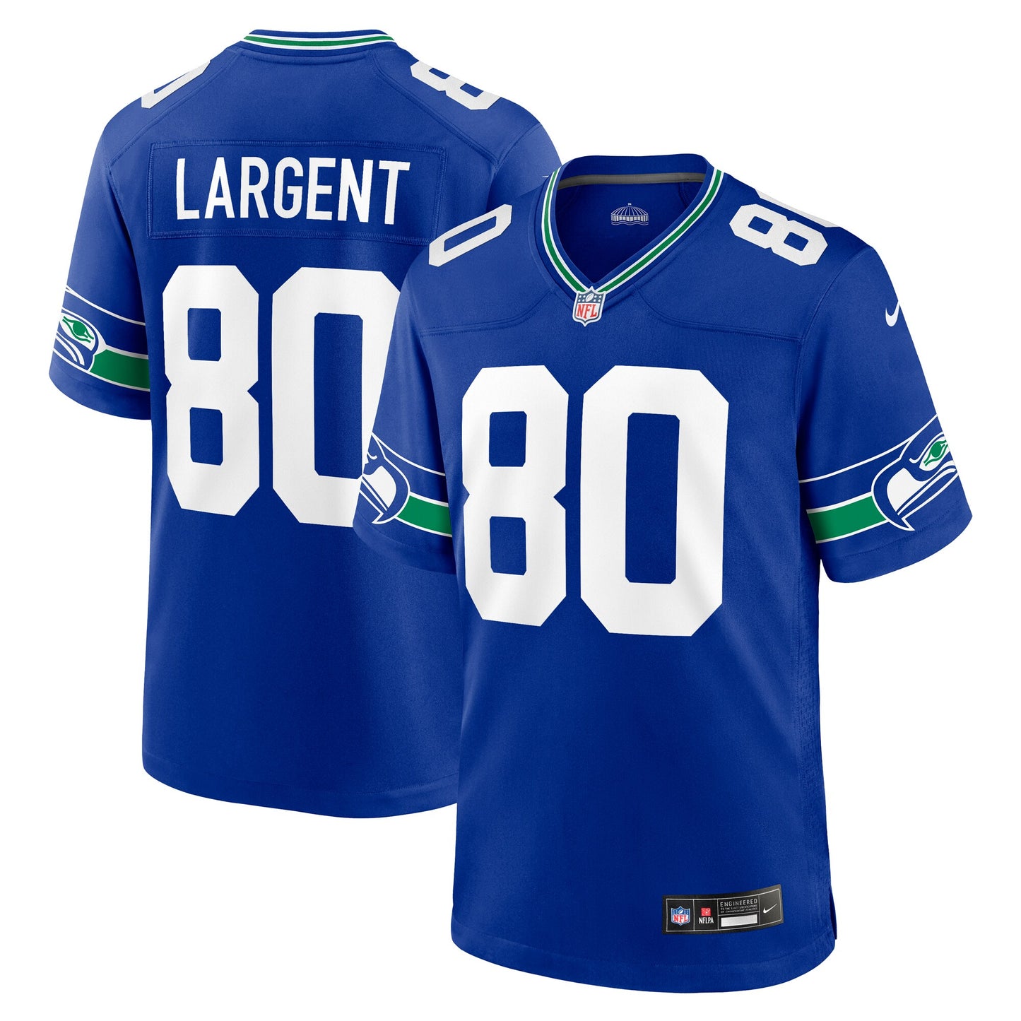 Seattle Seahawks Steve Largent Royal Throwback Retired Player Game Jersey JS9117