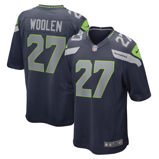 Seattle Seahawks Tariq Woolen College Navy Game Player Jersey JS9180