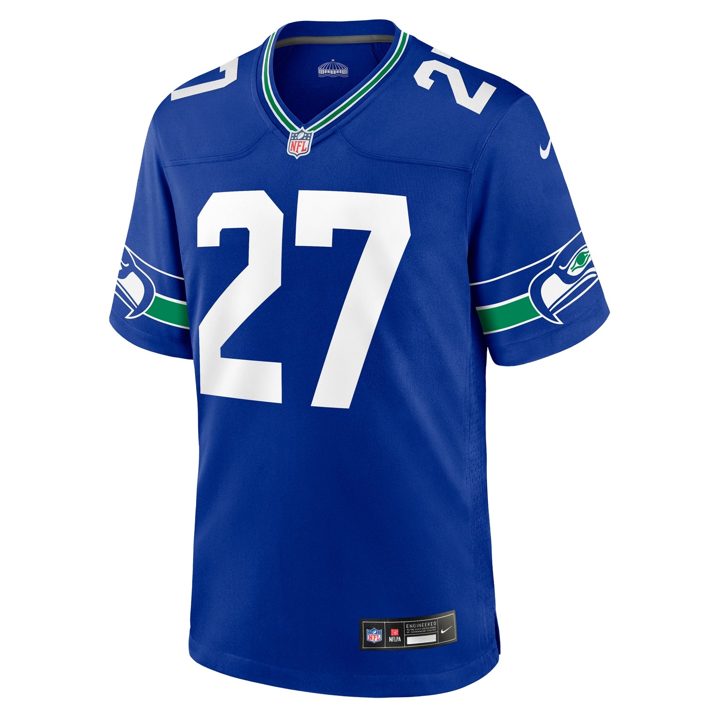 Seattle Seahawks Tariq Woolen Royal Throwback Player Game Jersey JS4515