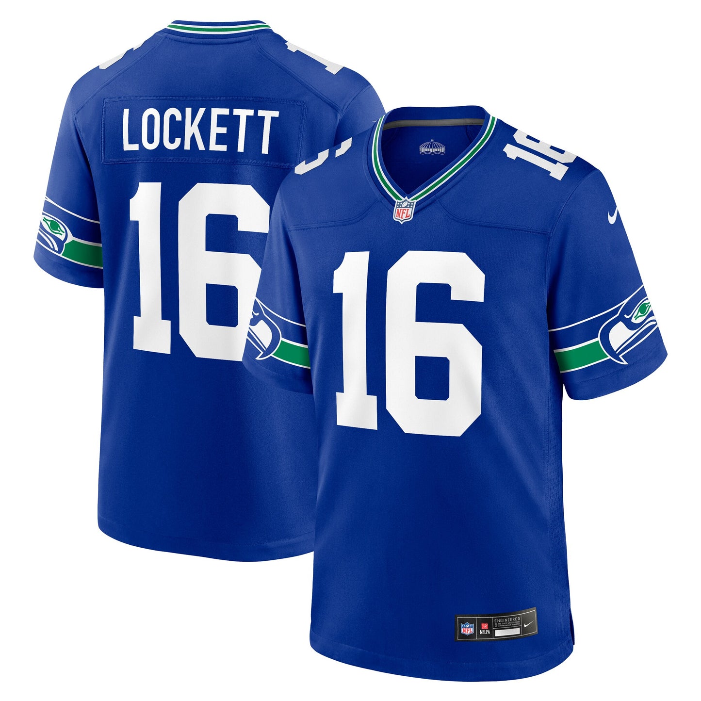 Seattle Seahawks Tyler Lockett Royal Throwback Player Game Jersey JS2696