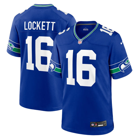 Seattle Seahawks Tyler Lockett Royal Throwback Player Game Jersey JS2696
