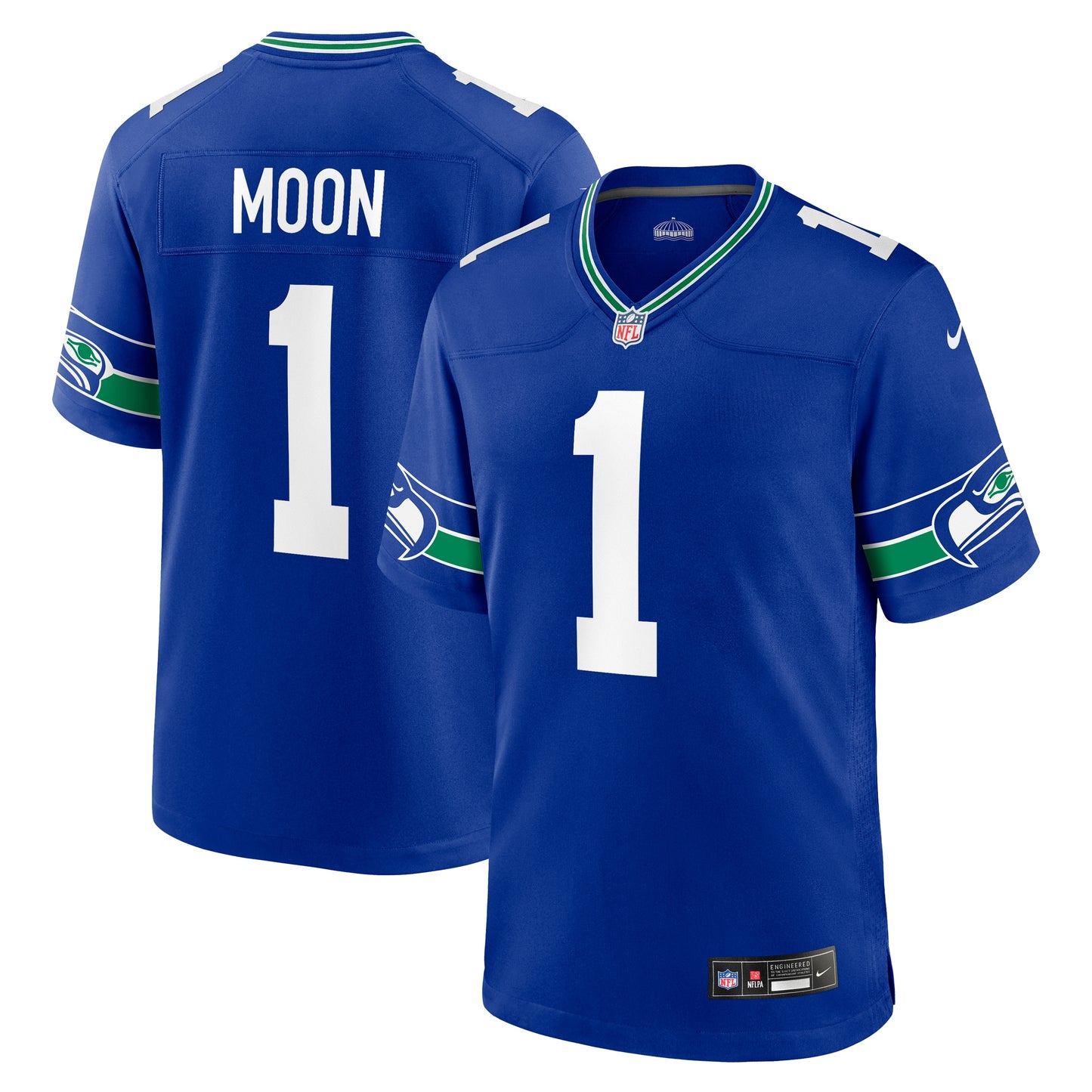 Seattle Seahawks Warren Moon Royal Throwback Retired Player Game Jersey JS6496