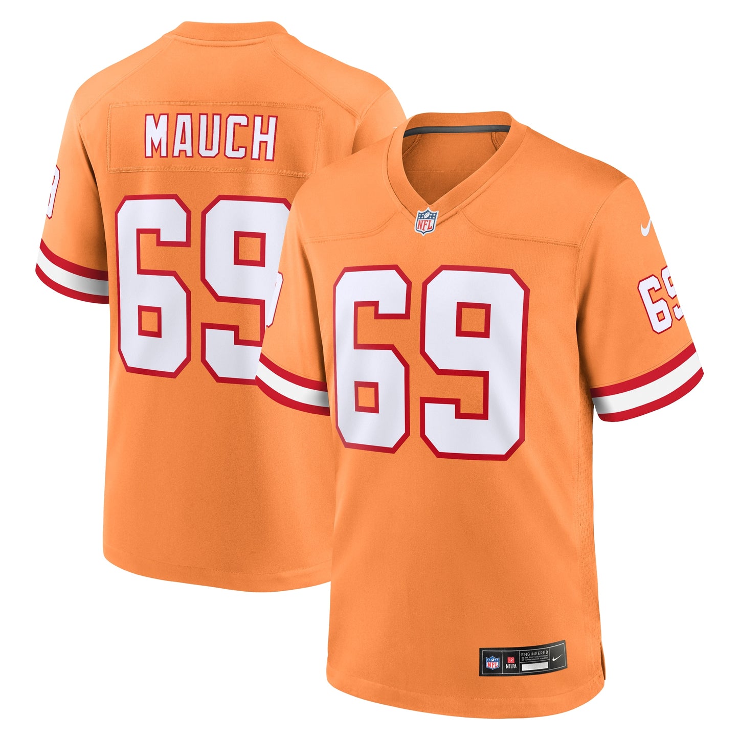 Tampa Bay Buccaneers Cody Mauch Orange Throwback Game Jersey JS5118