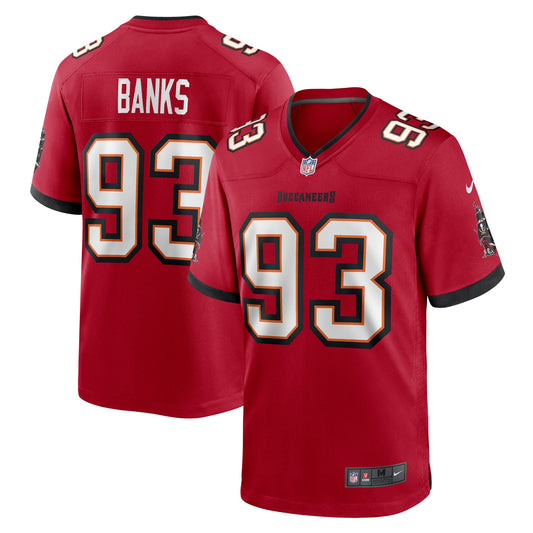 Tampa Bay Buccaneers Eric Banks Red Game Jersey JS8517