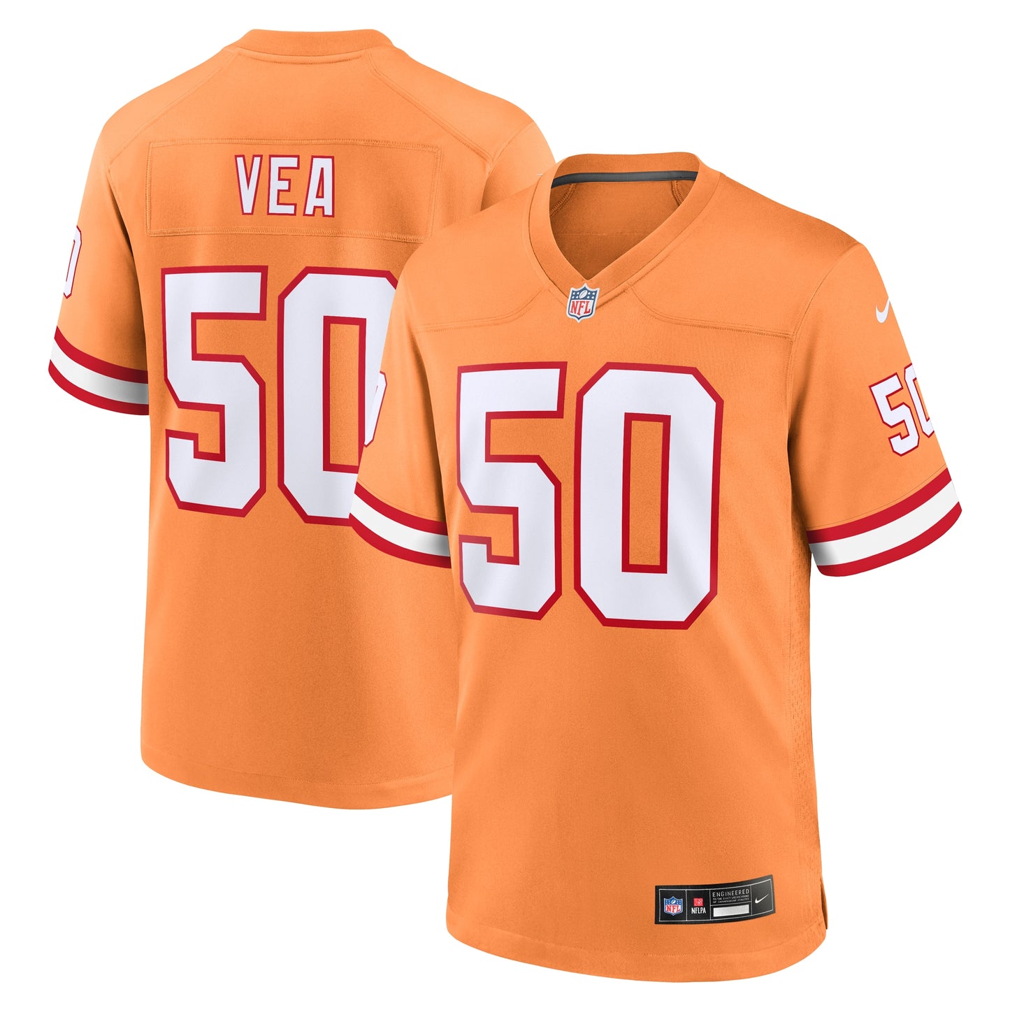 Tampa Bay Buccaneers Vita Vea Orange Throwback Game Jersey JS5437