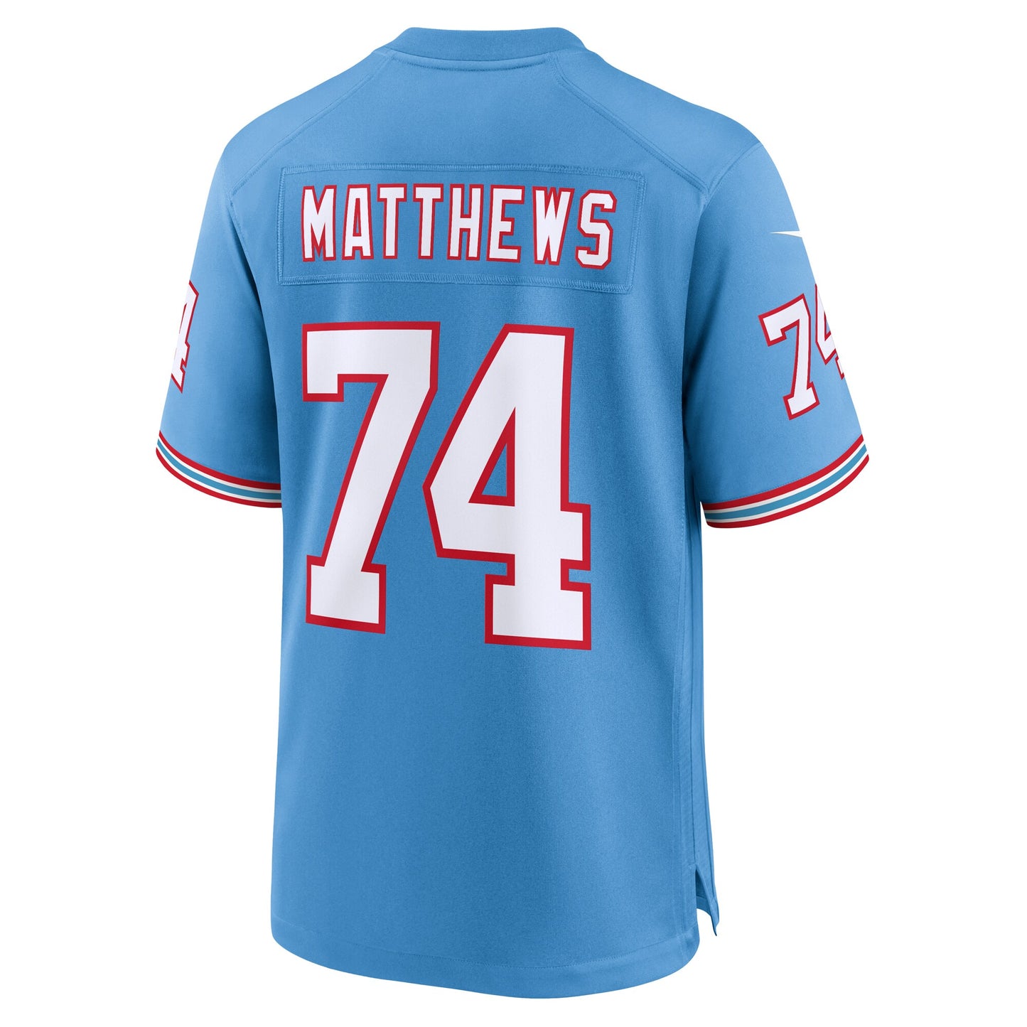 Tennessee Titans Bruce Matthews Light Blue Oilers Throwback Retired Player Game Jersey JS3845