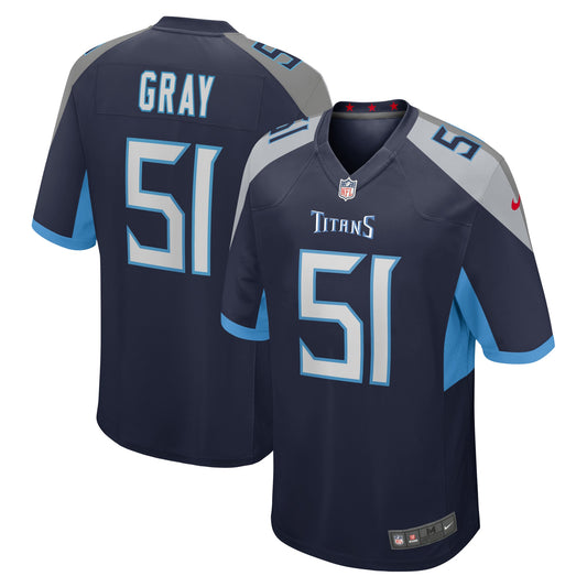 Tennessee Titans Cedric Gray Navy Game Jersey JS1589