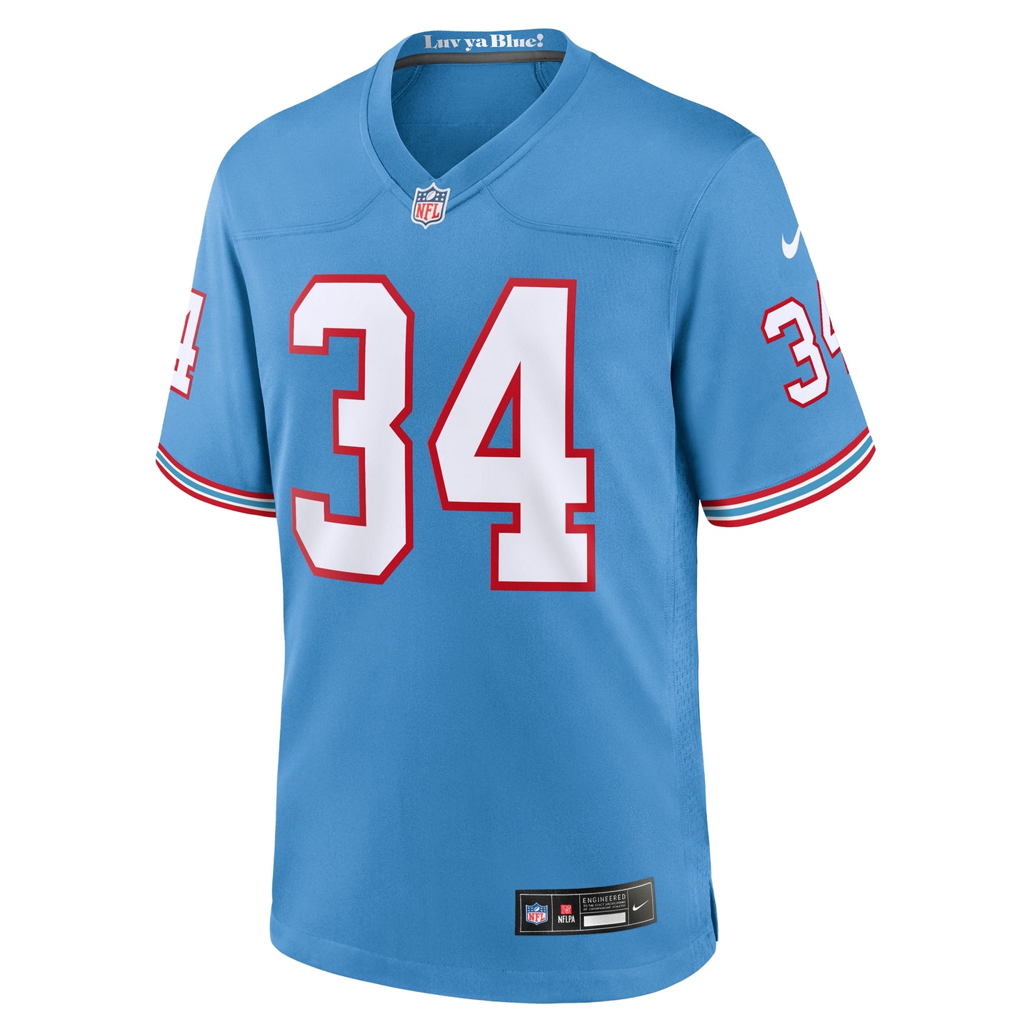 Tennessee Titans Earl Campbell Light Blue Oilers Throwback Retired Player Game Jersey JS6853