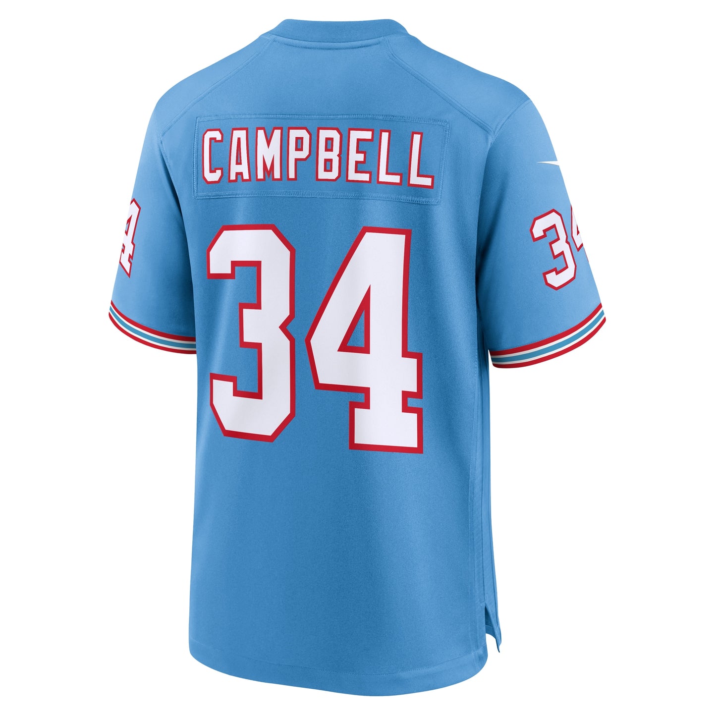 Tennessee Titans Earl Campbell Light Blue Oilers Throwback Retired Player Game Jersey JS6853