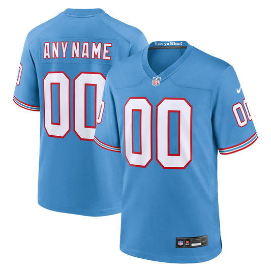 Tennessee Titans Light Blue Oilers Throwback Custom Game Jersey JS5679