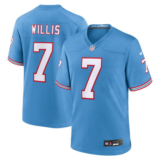 Tennessee Titans Malik Willis Light Blue Oilers Throwback Alternate Game Player Jersey JS4219