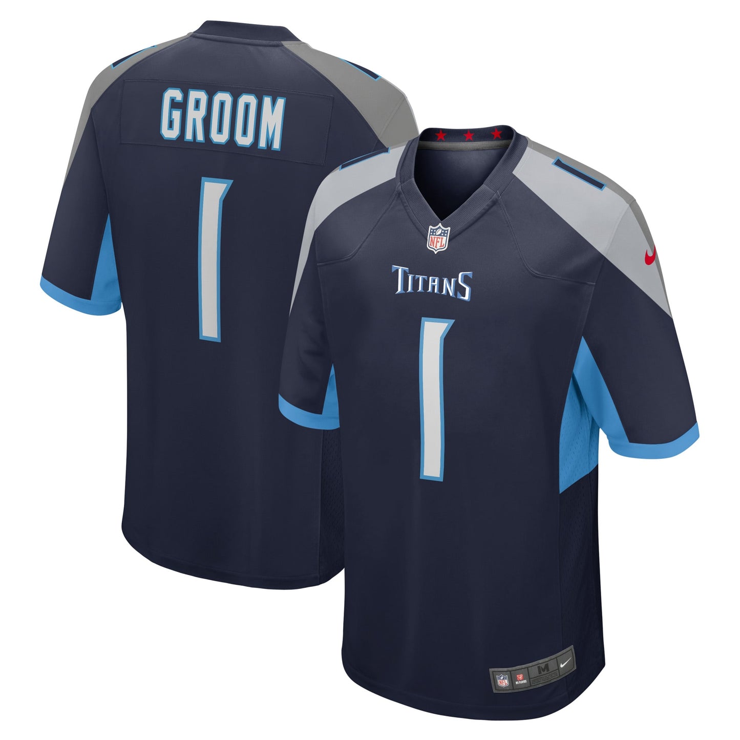 Tennessee Titans Number 1 Groom Navy Game Jersey JS3402