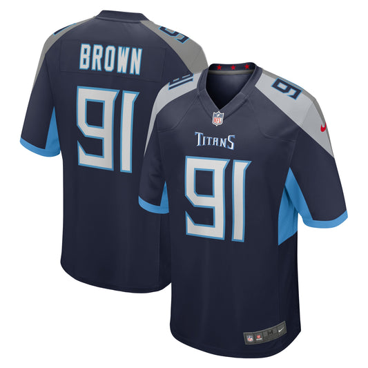 Tennessee Titans Shakel Brown Navy Game Jersey JS7090