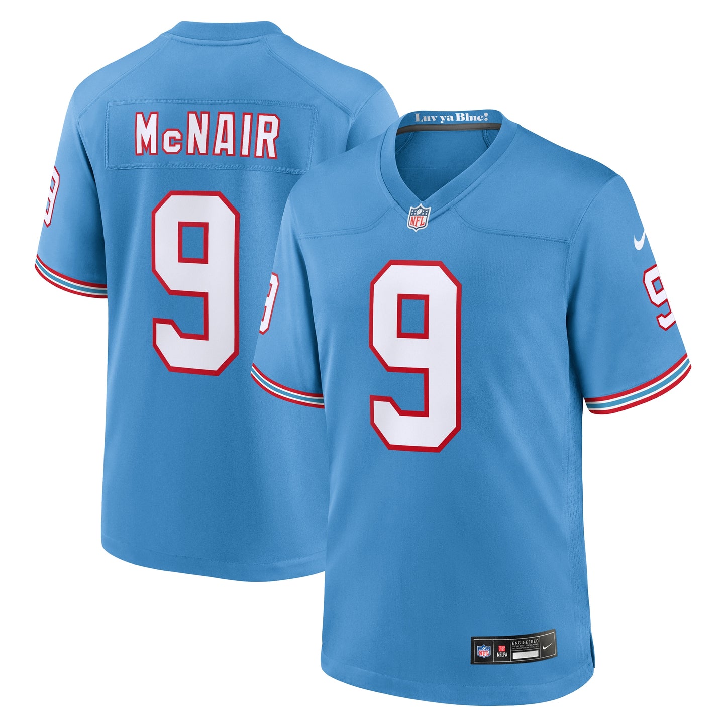 Tennessee Titans Steve McNair Light Blue Oilers Throwback Retired Player Game Jersey JS5715