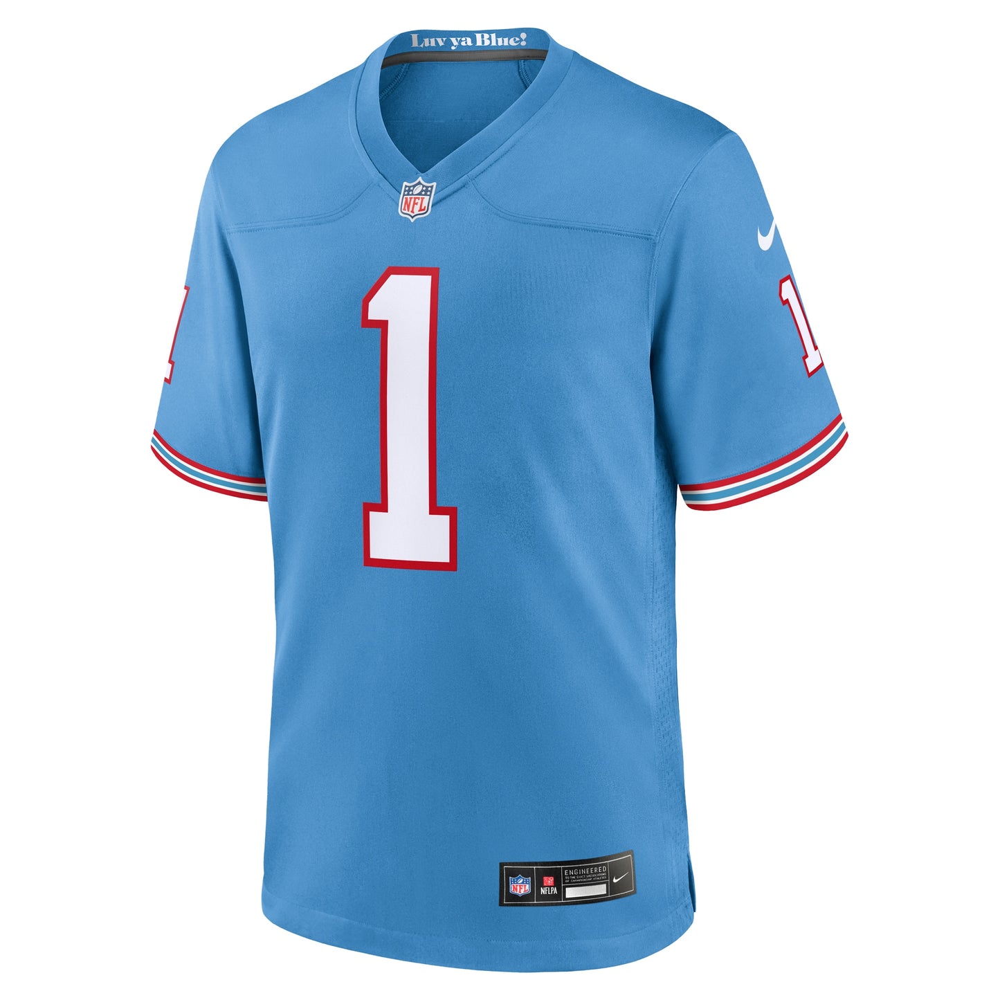 Tennessee Titans Warren Moon Light Blue Oilers Throwback Retired Player Game Jersey JS2531