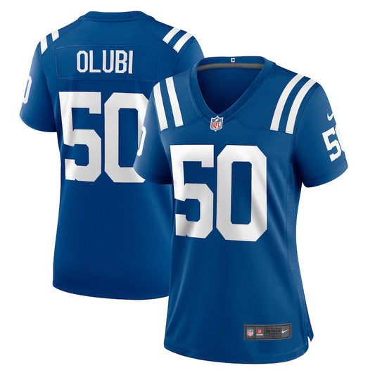 Segun Olubi 50 Indianapolis Colts Game Jersey – Royal JS7609