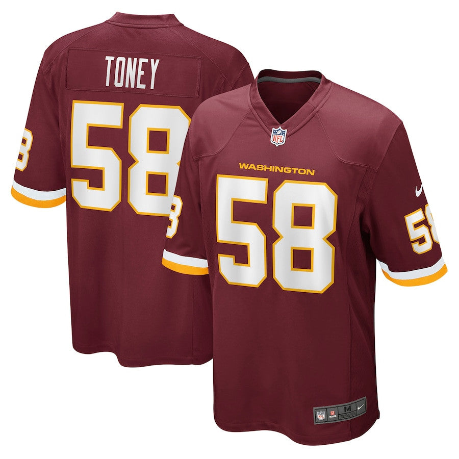 Shaka Toney 58 Washington Football Team Game Jersey – Burgundy JS3811