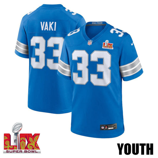 Sione Vaki #33 Detroit Lions Super Bowl LIX Jersey – Blue JS6345