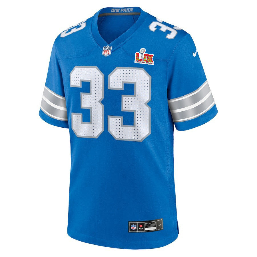 Sione Vaki #33 Detroit Lions Super Bowl LIX Jersey – Blue JS6345