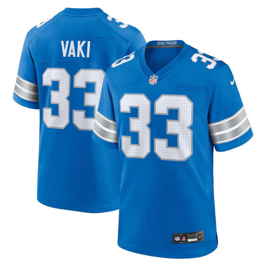 Sione Vaki 33 Detroit Lions Team Game Jersey – Blue JS1800