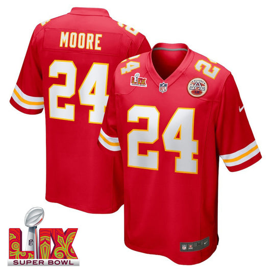 Skyy Moore #24 Kansas City Chiefs Super Bowl LIX Jersey – – Red JS2711