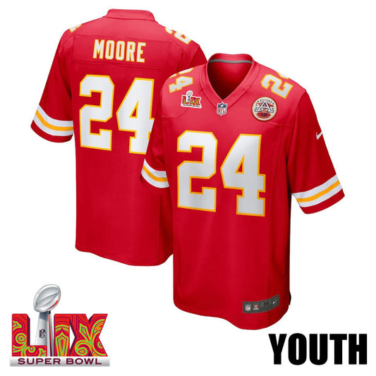 Skyy Moore #24 Kansas City Chiefs Super Bowl LIX Jersey – Red JS4038